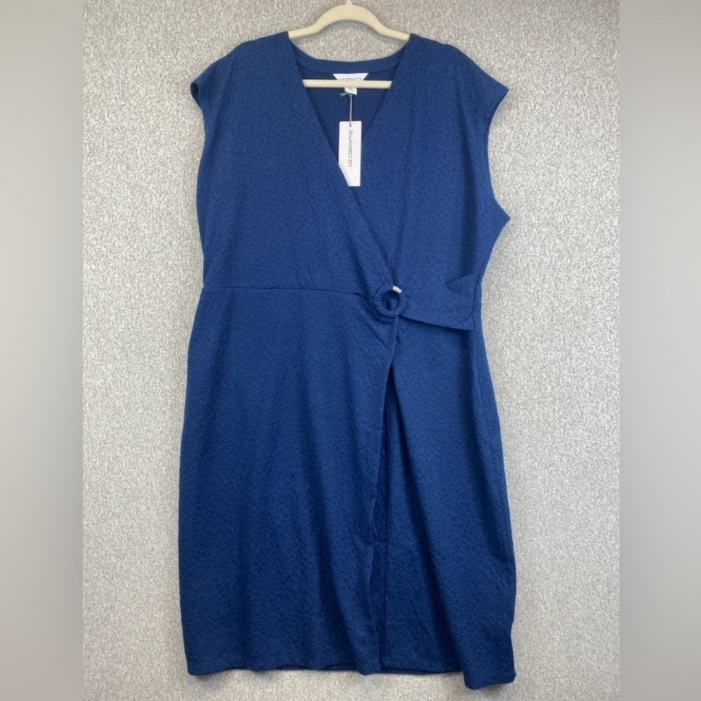 Liz Claiborne stretch knit midi dress wrap front professional sophisticated XXL